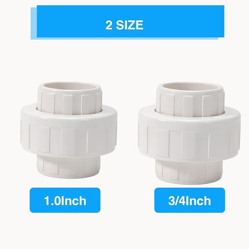 وصلة أنابيب توصيل PVC مقاس 3/4 بوصة (مقبس × مقبس) محول اتحاد منزلق بجدول 3/4 بوصة مع حلقة دائرية EPDM، أبيض (عبوة من 6 قطع) in Kuwait