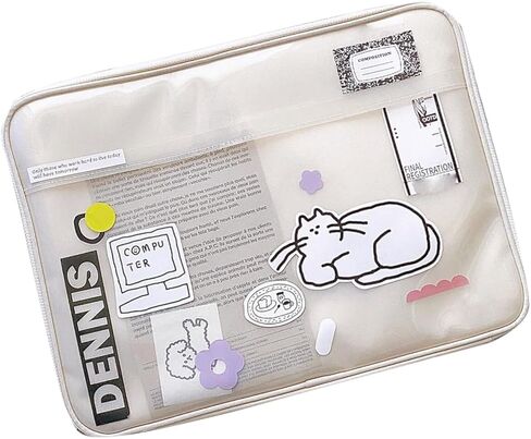Laptop Sleeve Case, Cute Laptop Sleeve Bag Laptop Protective Case Waterproof Notebook Storage Bag Tablet Cover for School Office, White(15in) in Kuwait