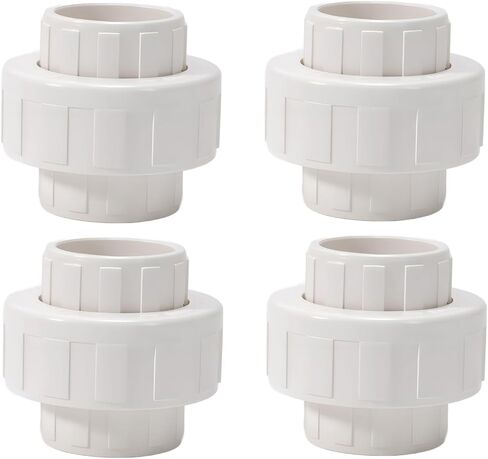3/4 Inch PVC Union Coupling Pipe Fitting (Socket x Socket) 3/4 Inch Schedule 40 Slip Union Adapter with EPDM O-Ring, White (Pack of 6) in Saudi Arabia