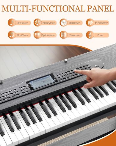 Ktaxon 88 Key Digital Piano Upright Electric Keyboard Piano with LCD Display, Wireless Connection, Chords, Split Mode, Metronome, Transpose, Record, 800 Tones, 200 Rhythms &200 Demos for Beginner in Saudi Arabia