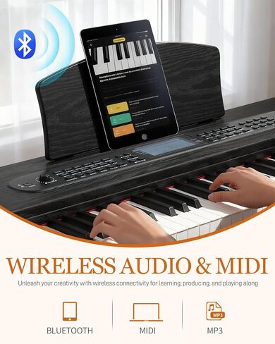 Ktaxon 88 Key Digital Piano Upright Electric Keyboard Piano with LCD Display, Wireless Connection, Chords, Split Mode, Metronome, Transpose, Record, 800 Tones, 200 Rhythms &200 Demos for Beginner in Saudi Arabia