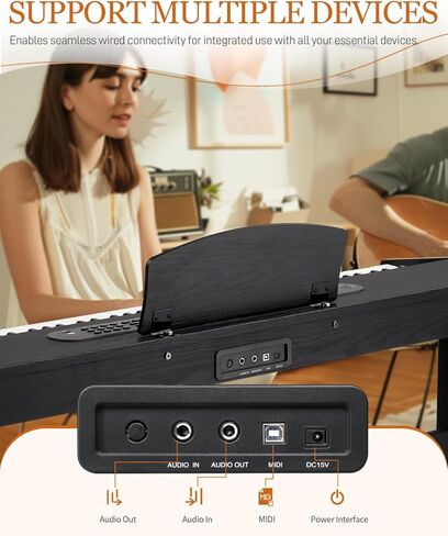 Ktaxon 88 Key Digital Piano Upright Electric Keyboard Piano with LCD Display, Wireless Connection, Chords, Split Mode, Metronome, Transpose, Record, 800 Tones, 200 Rhythms &200 Demos for Beginner in Saudi Arabia