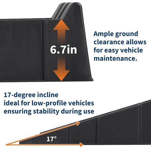 Garvee Heavy Duty Car Ramps for Oil Change, 12,000 LB(5 T) Capacity, Low Profile 6.25 in Lift Vehicle Service Ramps, Non-Slip & Portable for Trucks, SUVs, Cars (2-Pack) in Saudi Arabia