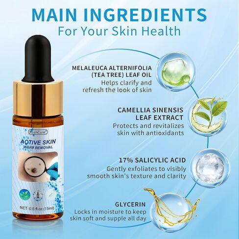 Salicylic Acid Wart Remover for Face & Body - Fast Acting Skin Tag Remover with Precision Dropper, Targets for Corns, Flat, Plantar & Common Warts, Gentle Formula, Travel Size (0.5FL.OZ) in Kuwait