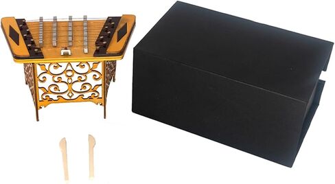 Mini Musical Instrument Model Miniature Wooden Dulcimer Model with Case Mini Musical Instrument Action Figure Accessories in Saudi Arabia