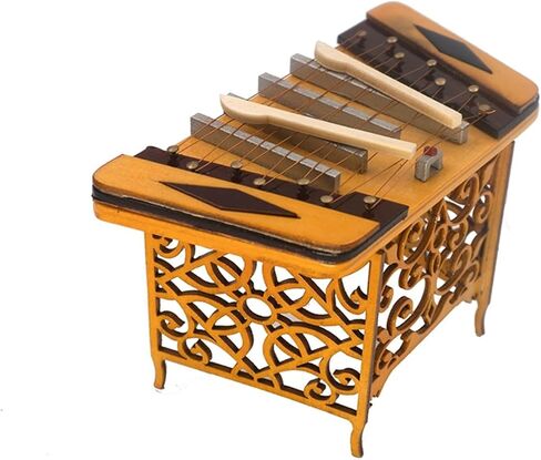 Mini Musical Instrument Model Miniature Wooden Dulcimer Model with Case Mini Musical Instrument Action Figure Accessories in Saudi Arabia