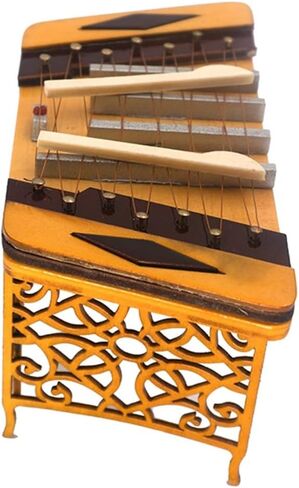 Mini Musical Instrument Model Miniature Wooden Dulcimer Model with Case Mini Musical Instrument Action Figure Accessories in Saudi Arabia