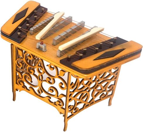 Mini Musical Instrument Model Miniature Wooden Dulcimer Model with Case Mini Musical Instrument Action Figure Accessories in Saudi Arabia