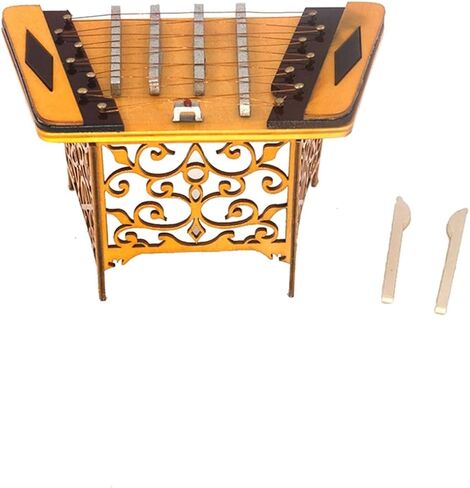 Mini Musical Instrument Model Miniature Wooden Dulcimer Model with Case Mini Musical Instrument Action Figure Accessories in Saudi Arabia