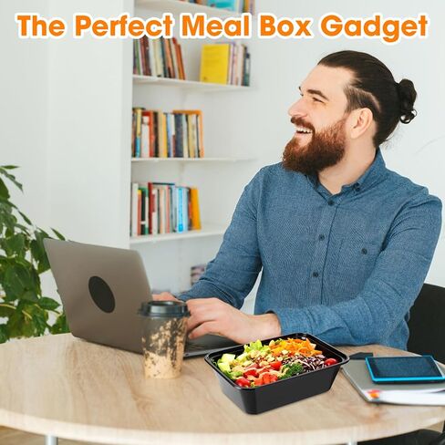 50 عبوة (100 قطعة) حاويات تحضير الوجبات بوزن 25 أونصة، قابلة لإعادة الاستخدام، سهلة الفتح بغطاء، آمنة للطعام، مناسبة لأفران الميكروويف والثلاجات وغسالات الأطباق، وصواني تخزين الطعام البلاستيكية in Kuwait