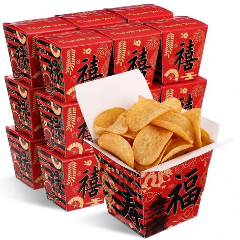 Sabary 50 Pcs 8 oz Chinese Take out Boxes Paper Food Containers Disposable Chinese Takeout Containers Food Boxes Greaseproof Leakproof Container for Restaurants Asian Hibachi New Year Party Supplies in Saudi Arabia