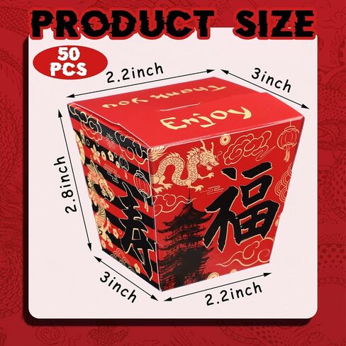 Sabary 50 Pcs 8 oz Chinese Take out Boxes Paper Food Containers Disposable Chinese Takeout Containers Food Boxes Greaseproof Leakproof Container for Restaurants Asian Hibachi New Year Party Supplies in Saudi Arabia