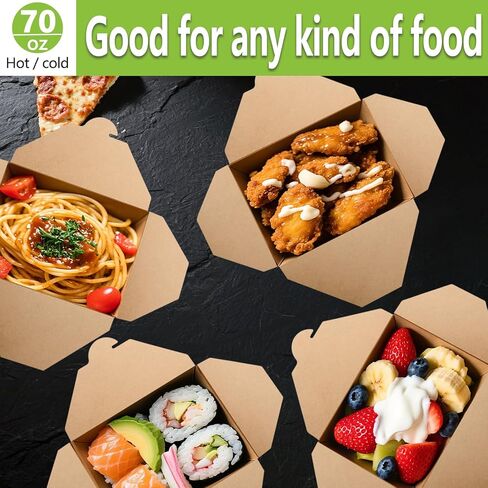50 Pack 70 oz Kraft Brown Paper To Go Boxes – Leak-Proof, Grease-Resistant Cardboard To Go Containers – Heavy Duty Disposable Lunch Boxes for Restaurant, Catering, Picnic, Party in Saudi Arabia