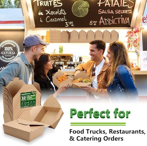 50 Pack 70 oz Kraft Brown Paper To Go Boxes – Leak-Proof, Grease-Resistant Cardboard To Go Containers – Heavy Duty Disposable Lunch Boxes for Restaurant, Catering, Picnic, Party in Saudi Arabia