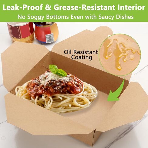 50 Pack 70 oz Kraft Brown Paper To Go Boxes – Leak-Proof, Grease-Resistant Cardboard To Go Containers – Heavy Duty Disposable Lunch Boxes for Restaurant, Catering, Picnic, Party in Saudi Arabia