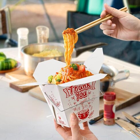40 Pack Chinese Take Out Boxes, 32 Oz Chinese to Go Boxes with Chopsticks Wire Handles, Disposable Paper Food Container Oyster Pail for Restaurant, Party, Home, Wedding in Saudi Arabia
