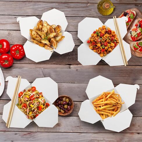 40 Pack Chinese Take Out Boxes, 32 Oz Chinese to Go Boxes with Chopsticks Wire Handles, Disposable Paper Food Container Oyster Pail for Restaurant, Party, Home, Wedding in Saudi Arabia