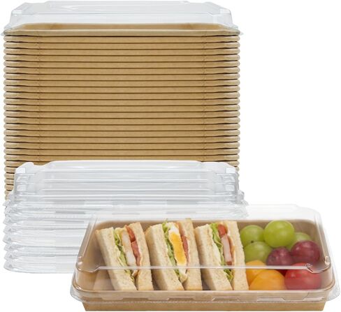 30 Pack Take Out Food Containers, 14.2oz Disposable Bowls 420ml Kraft Paper Take Out Boxes with Lid, Disposable To Go Container Take Out Containers, Greaseproof Paper Bento Box Takeout Lunch Boxes in Saudi Arabia