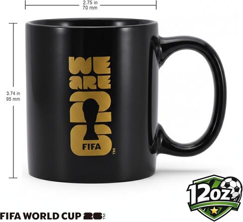 الإصدار الرسمي لكأس العالم FIFA 2026 - كوب سيراميك سعة 12 أونصة - شعار FIFA محفور - تذكار لهواة الجمع - مثالي للمنزل أو المكتب أو الاستمتاع باللاتيه الساخن أو القهوة أو الموكا أو الشاي في المطبخ in Kuwait