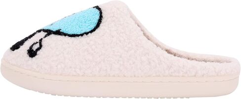 Retro Lightning Bolt Smile Face Slippers Soft Plush Comfy Warm Fuzzy Slippers Women's Cozy House Slippers in Kuwait