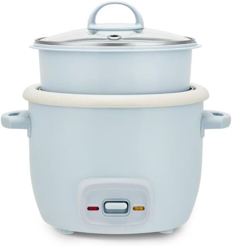Rice Cooker and Food Steamer, 4-Cup Cooked, 2-Cup Uncooked, Nonstick Ceramic, Pop-Up Steam Tray, Blue in Saudi Arabia