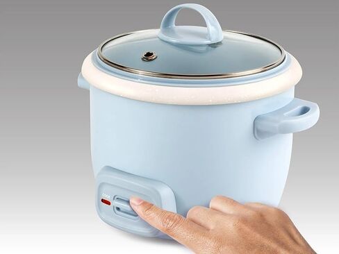 Rice Cooker and Food Steamer, 4-Cup Cooked, 2-Cup Uncooked, Nonstick Ceramic, Pop-Up Steam Tray, Blue in Saudi Arabia