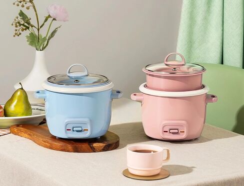 Rice Cooker and Food Steamer, 4-Cup Cooked, 2-Cup Uncooked, Nonstick Ceramic, Pop-Up Steam Tray, Blue in Saudi Arabia