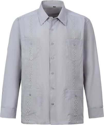 قمصان EUMAYA للرجال بأكمام طويلة قمصان Guayabera قمصان كوبية in Kuwait