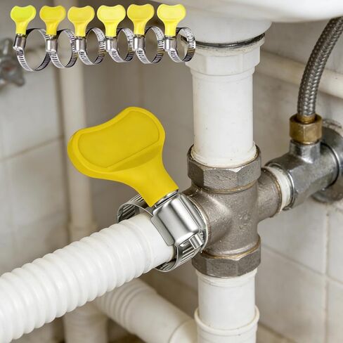 6Pcs Adjustable Hose Clamps Assortment Kit, 10-38mm Stainless Steel Worm Gear Pipe Clamps with Yellow Thumb Screw Key, Fuel Line & Tube Clip Fastener for Automotive, Plumbing, Garden, Gas Interface in Saudi Arabia
