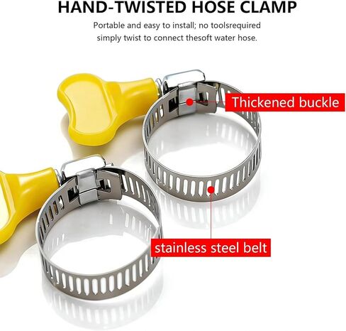 6Pcs Adjustable Hose Clamps Assortment Kit, 10-38mm Stainless Steel Worm Gear Pipe Clamps with Yellow Thumb Screw Key, Fuel Line & Tube Clip Fastener for Automotive, Plumbing, Garden, Gas Interface in Saudi Arabia