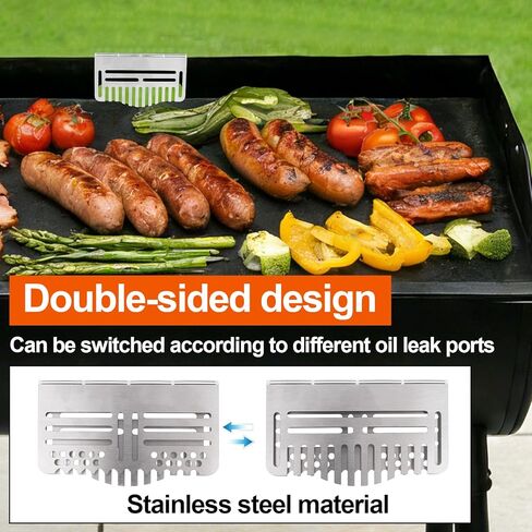 Griddle Grease Gate, Stainless Steel Double-Sided Design Grill Guard Accessories Compatible with Blackstone for Preventing Baking Pan Food from Spilling Falling into Rear Grease Trap in Saudi Arabia