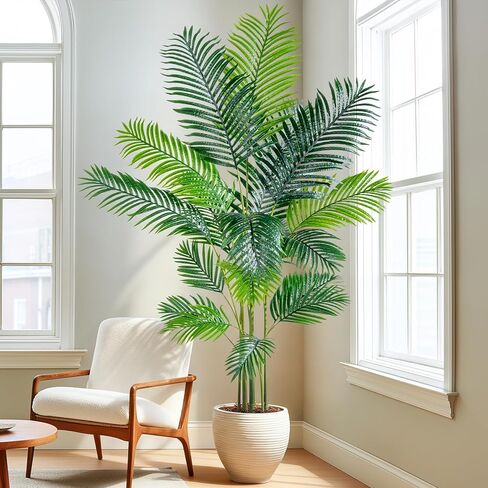 6.6ft مصطنعة أريكا النخيل النخيل النابض بالعيش ، فو ، نبات أريكا ، نبات ، مصنع طويل من الحرير مصطنع كبير للمنزل الداخلي ديكور ركن غرفة المعيشة （لا زارع） in Kuwait