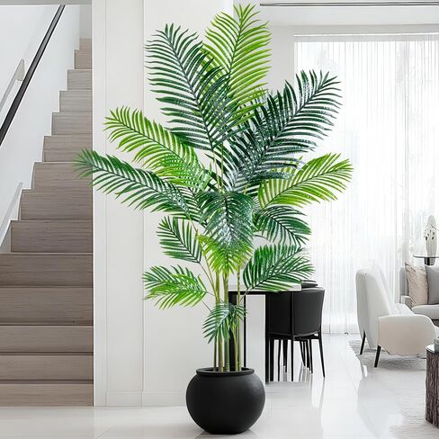 6.6ft مصطنعة أريكا النخيل النخيل النابض بالعيش ، فو ، نبات أريكا ، نبات ، مصنع طويل من الحرير مصطنع كبير للمنزل الداخلي ديكور ركن غرفة المعيشة （لا زارع） in Kuwait