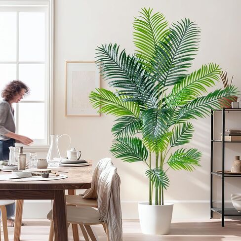 6.6ft مصطنعة أريكا النخيل النخيل النابض بالعيش ، فو ، نبات أريكا ، نبات ، مصنع طويل من الحرير مصطنع كبير للمنزل الداخلي ديكور ركن غرفة المعيشة （لا زارع） in Kuwait