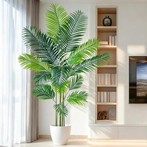 6.6ft مصطنعة أريكا النخيل النخيل النابض بالعيش ، فو ، نبات أريكا ، نبات ، مصنع طويل من الحرير مصطنع كبير للمنزل الداخلي ديكور ركن غرفة المعيشة （لا زارع） in Kuwait