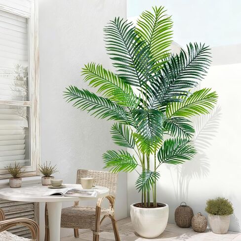 6.6ft مصطنعة أريكا النخيل النخيل النابض بالعيش ، فو ، نبات أريكا ، نبات ، مصنع طويل من الحرير مصطنع كبير للمنزل الداخلي ديكور ركن غرفة المعيشة （لا زارع） in Kuwait