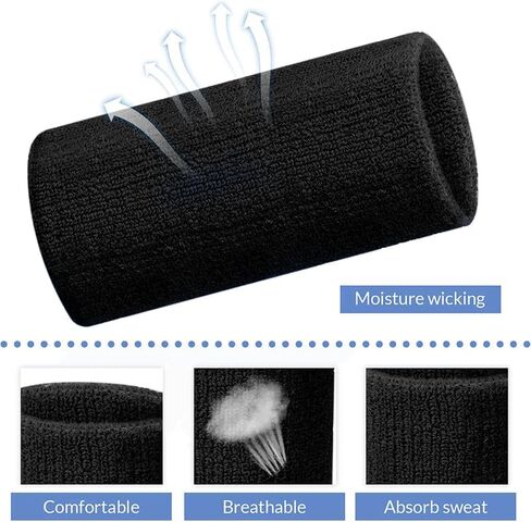 4 Pack Wrist Sweatbands, Perfect for Basketball, Football, Tennis, Soccer, Running and Work Out, Sports Wristbands for Men & Women(Black, Blue) in Saudi Arabia