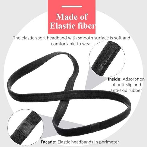 6 Pieces Sports Headbands for Women & Men, Non-Slip Breathable Stretchy Exercise Hair Bands for Workout Running Football Basketball Soccer Tennis Yoga, Black in Saudi Arabia
