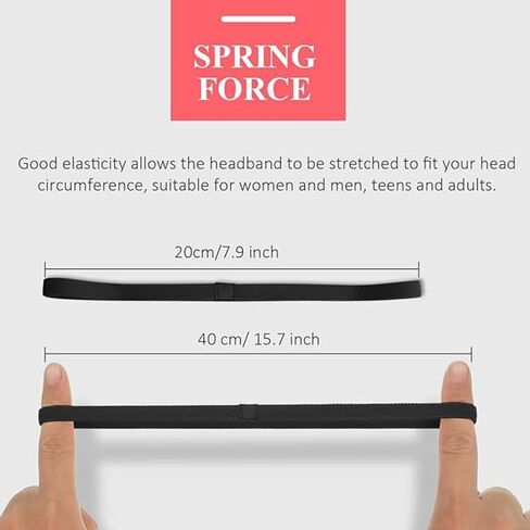 6 Pieces Sports Headbands for Women & Men, Non-Slip Breathable Stretchy Exercise Hair Bands for Workout Running Football Basketball Soccer Tennis Yoga, Black in Saudi Arabia