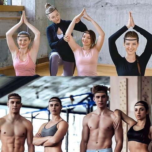 6 Pieces Sports Headbands for Women & Men, Non-Slip Breathable Stretchy Exercise Hair Bands for Workout Running Football Basketball Soccer Tennis Yoga, Black in Saudi Arabia