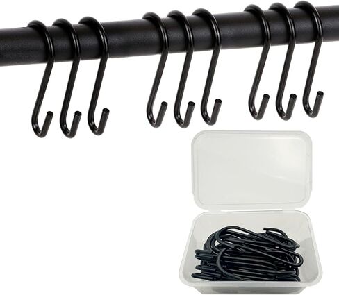 خطافات S للتعليق 2.5 بوصة 32 قطعة، خطافات تعليق سوداء، خطافات وعاء معلقة، خطافات معدنية، خطافات لتعليق النباتات، خطافات على شكل S لأواني المطبخ، أواني الملابس، أكياس المناشف، النباتات in Kuwait