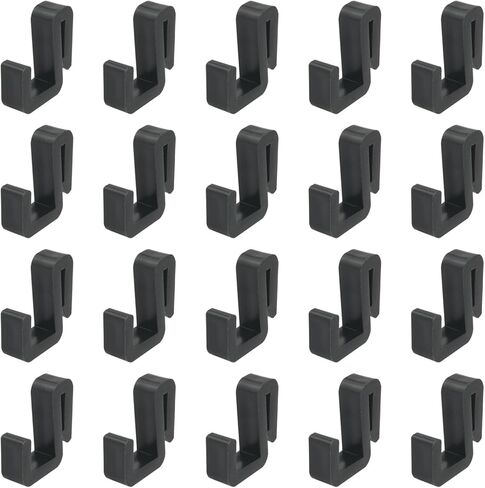 20PCS Black S-Shaped Hanger Hooks - Stainless Steel Clip-on Hanging Hooks for Plastic Flat Rack in Saudi Arabia