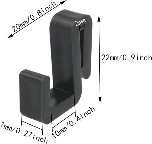 20PCS Black S-Shaped Hanger Hooks - Stainless Steel Clip-on Hanging Hooks for Plastic Flat Rack in Saudi Arabia