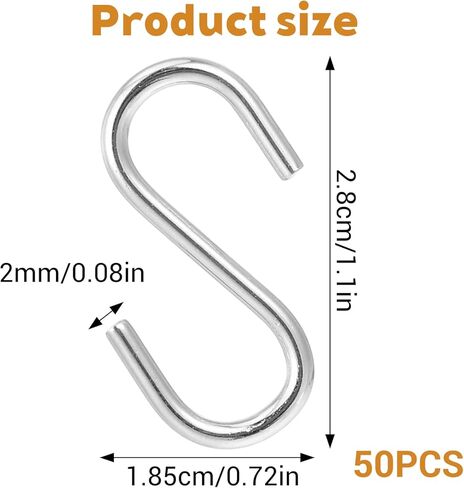 50 PCS Small S Hooks, 1.1 Inch 304 Stainless Steel S Hooks, Mini S Shaped Hanger Tiny S Wire Hanger‌ Connectors for Christmas Tree DIY Crafts Jewelry in Saudi Arabia