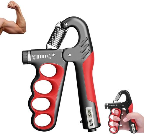 Adjustable Grip Strength Trainer Hand Gripper for Grip Strength, Forearm & Wrist Strengthener, Hand Exerciser for Strength Training & Therapy 11-220Lbs(5-100KG) | Red in Saudi Arabia