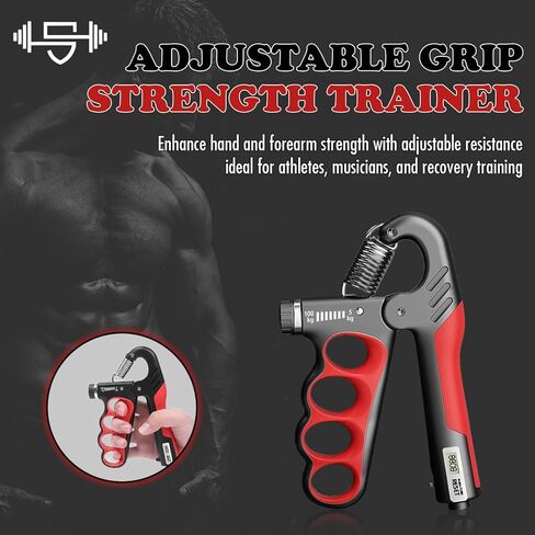 Adjustable Grip Strength Trainer Hand Gripper for Grip Strength, Forearm & Wrist Strengthener, Hand Exerciser for Strength Training & Therapy 11-220Lbs(5-100KG) | Red in Saudi Arabia