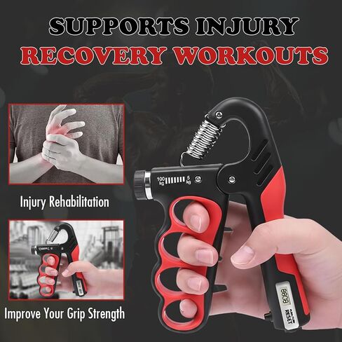 Adjustable Grip Strength Trainer Hand Gripper for Grip Strength, Forearm & Wrist Strengthener, Hand Exerciser for Strength Training & Therapy 11-220Lbs(5-100KG) | Red in Saudi Arabia