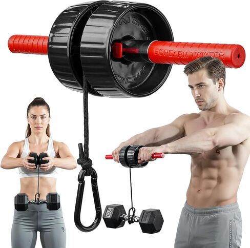 DMoose Fitness Forearm Strengthener & Wrist Roller - 2 in 1 Arm Exerciser with Non-Slip Premium Grip, Durable Nylon Rope - Helps with Elbow Tendonitis, Wrist Recovery & Strength Training in Kuwait