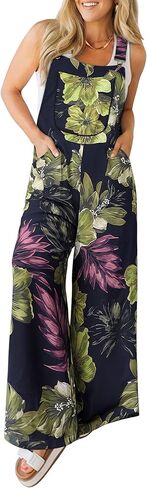 Women's Jumpsuits Summer Floral Print Boho Overalls Loose fit Wide Leg Baggy Long Rompers with Pocket 2025 One Piece in Kuwait