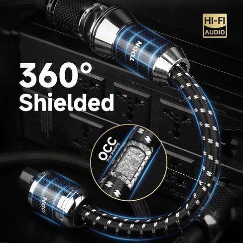 TODN HiFi Silver-Plated OFC Power Cord + Power EMI Filter Cable for Audio Equipment, Home Theater in Kuwait